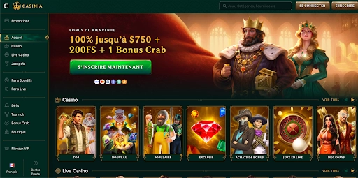 Casinia Casino – Bonus de bienvenue 100 % jusqu'à 500 € + 200 tours gratuits